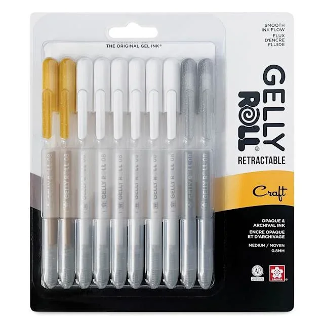 Sakura Gelly Roll Retractable Craft Pens – Assorted, Medium Tip, Set of 10