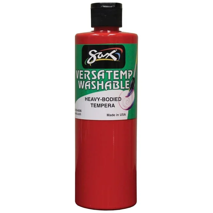 Sax Versatemp Washable Heavy-Bodied Tempera Paint, 1 Pint, Primary Red