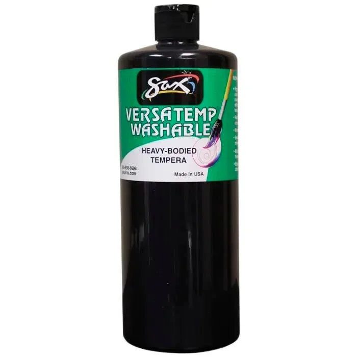 Sax Versatemp Washable Heavy-Bodied Tempera Paint, 1 Quart, Black