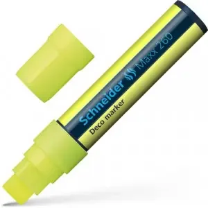 Schneider Maxx 260 Chalk Marker Odourless Liquid Chalk Chisel Tip 5mm-15mm Line Width Yellow (Pack 5) – 126005