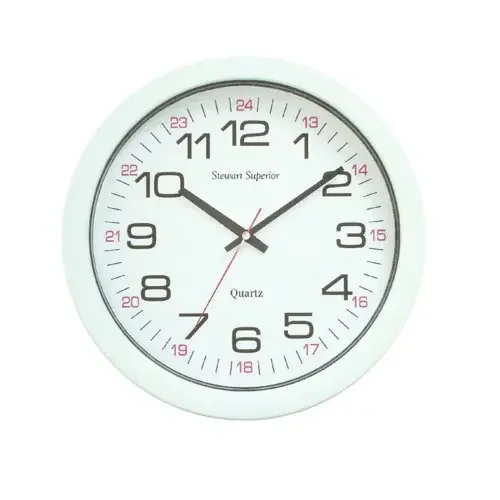 SECO Quartz 24 Hour Wall Clock 255mm Diameter White – 777