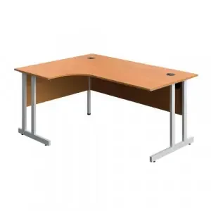 Serrion Twin Upright Left Hand Corner Desk 1600x1200x730mm Beech/White KF800302