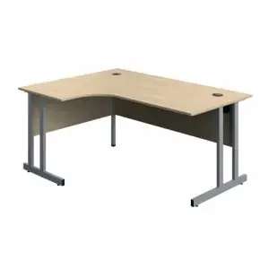 Serrion Twin Upright Left Hand Corner Desk 1600x1200x730mm Oak/Silver KF800256