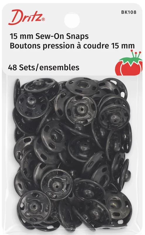 Sew-On Snaps, 48 Sets, Size 5/8″