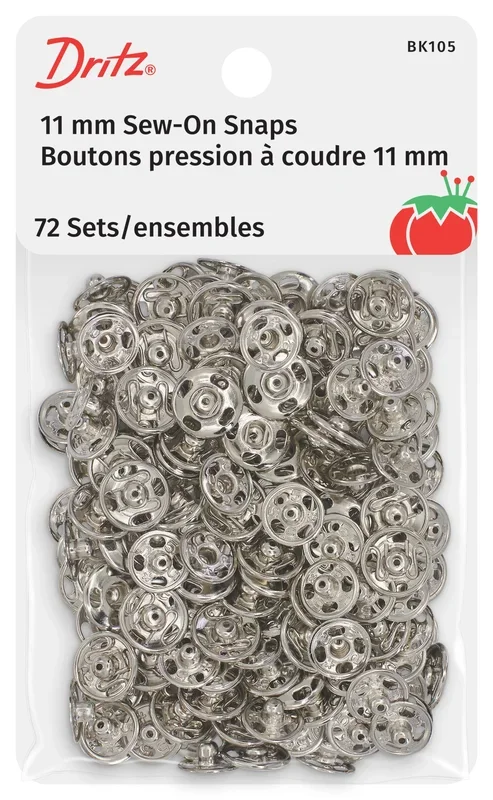 Sew-On Snaps, 72 Sets, Size 1, Nickel