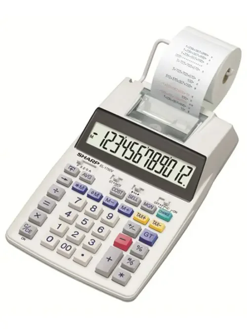 Sharp EL1750V 12 Digit Printing Calculator without Adaptor White SH-EL1750V