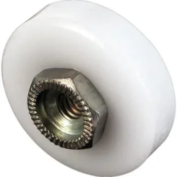 Shower Door Roller, Flat Edge Tire, Threaded Hub , Package Of 4