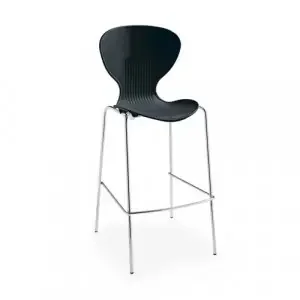 Sienna one piece stool with chrome legs (pack of 2) – black