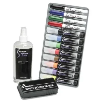 Skilcraft 12-Marker Dry Erase System, Broad Chisel Tip, Assorted, Package Of 12