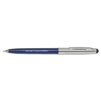 Skilcraft Combo Retractable Ballpoint Pen/Stylus, Blue Ink, Blue/Silver Barrel