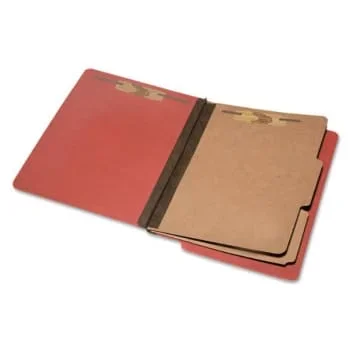 Skilcraft End Tab Classification Folder, 2 Dividers, Earth Red, Pack Of 10