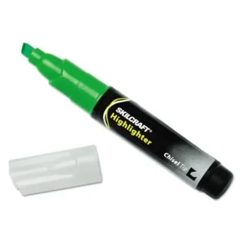 Skilcraft Large Fluorescent Highlighter, Chisel Tip, Green, Package Of 12