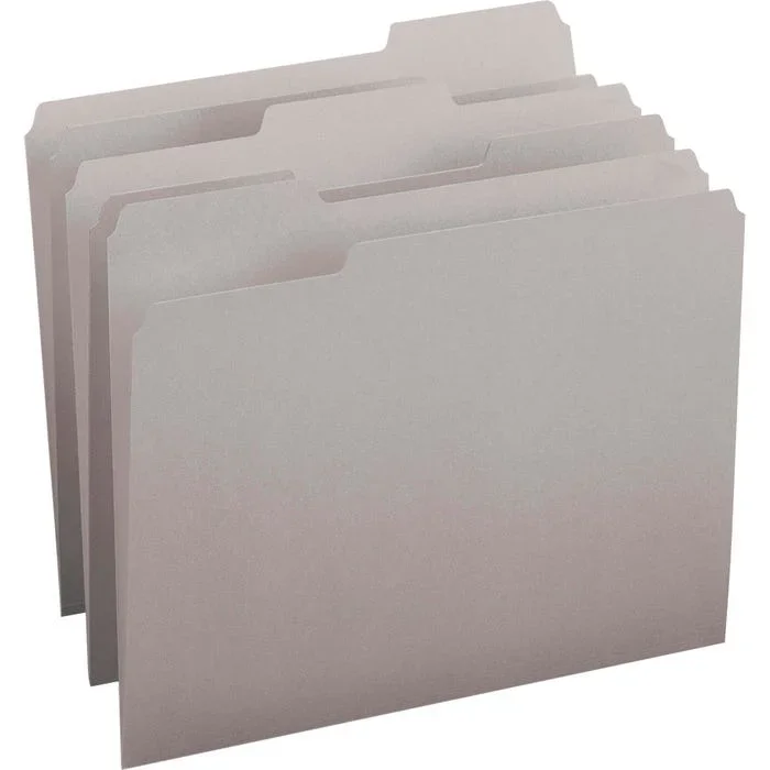 Smead File Folder, Letter Size, 1/3 Cut Tabs, Gray, Pack of 100