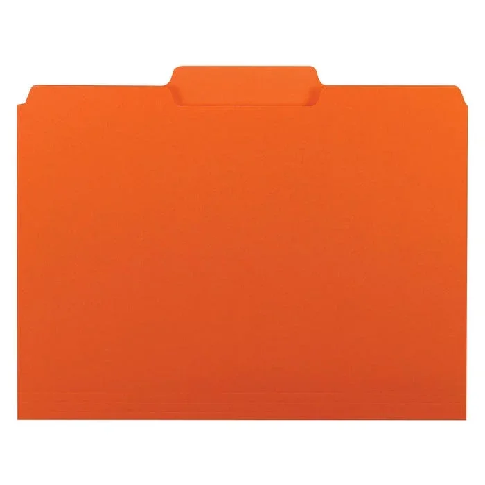 Smead Interior File Folder, Letter Size, 1/3 Cut Tabs, Orange, Pack of 100