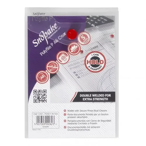 Snopake Polyfile Portrait Wallet File Polypropylene A6 Clear (Pack 5) – 13293