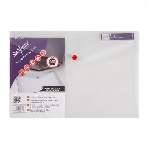 Snopake Polyfile Wallet File Polypropylene Foolscap Clear (Pack 5) – 11154X