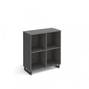 Sparta cube storage unit 950mm high with 4 open boxes and charcoal A-frame legs – grey