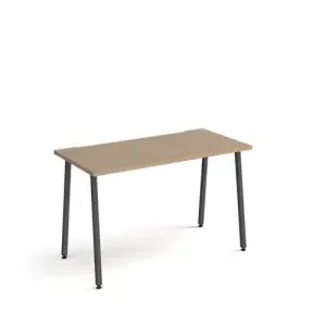 Sparta straight desk 1200mm x 600mm with A-frame legs – charcoal frame, oak top