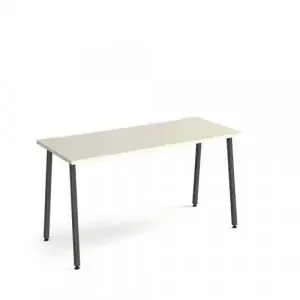 Sparta straight desk 1400mm x 600mm with A-frame legs – charcoal frame, white top