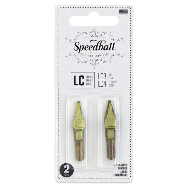 Speedball Broad Edge C-Series Flat Calligraphy Nibs – LC3 and LC4, Left-Handed, Set of 2