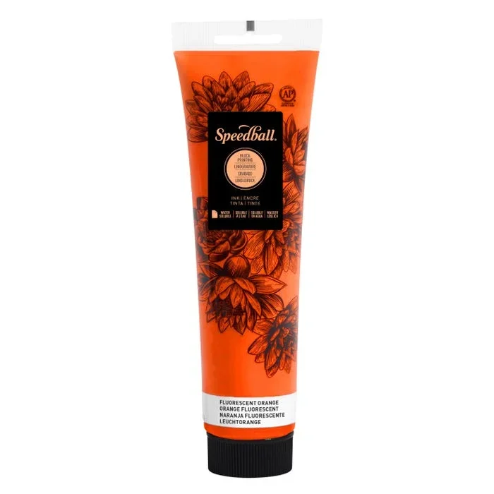 Speedball Water Soluble Block Printing Ink, Fluorescent Orange, 5 Ounces