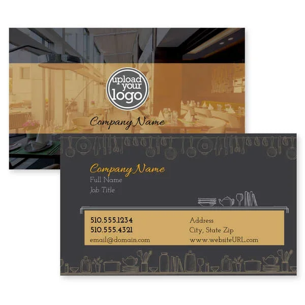 Spoon & Fork Business Card 2×3-1/2 Rectangle Horizontal