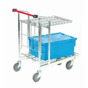 Stock Trolley with Folding Top Shelf; 200kg; Silver