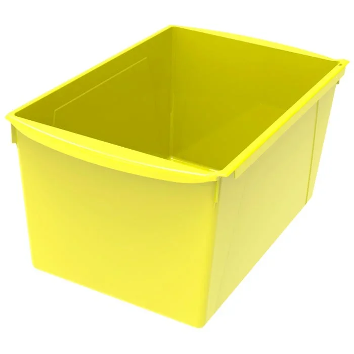 Storex Interlocking Book Bin, Double Wide, 14-1/2 x 9-1/5 x 7 Inches, Yellow