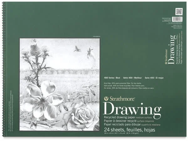 Strathmore 400 Series Recycled Drawing Pad – 24″ x 18″, Landscape, 24 Sheets