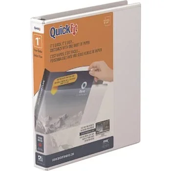 Stride Quickfit 1″ View Binder 225 Sheet Capacity D Ring White