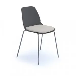 Strut chair with seat pad and chrome 4 leg frame – grey