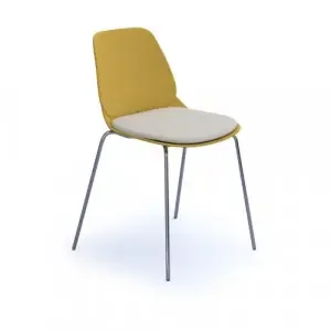 Strut chair with seat pad and chrome 4 leg frame – mustard