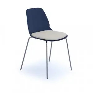 Strut chair with seat pad and chrome 4 leg frame – navy blue