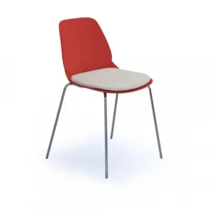 Strut chair with seat pad and chrome 4 leg frame – red