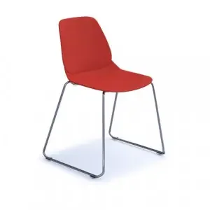 Strut multi-purpose chair with chrome sled frame – red
