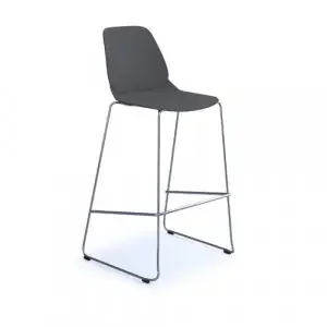 Strut multi-purpose stool with chrome sled frame – grey