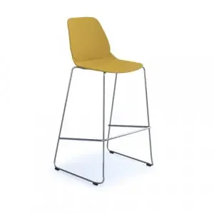 Strut multi-purpose stool with chrome sled frame – mustard