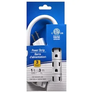 Sunbeam Three Outlet Power Bars, 12 in.