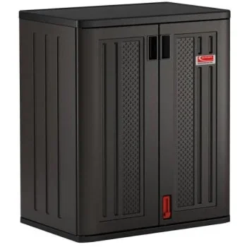 Suncast Commercial 9 Cubic Ft. Heavy-Duty Resin Cabinet With 2 Shelves, Dark Grey