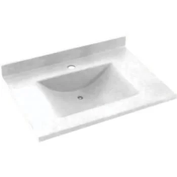 Swan® White Contour Solid Surface Single Bowl Vanity Top 22″ X 31″
