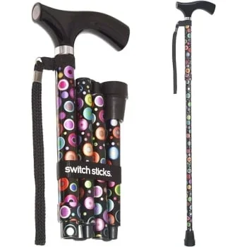 Switch Sticks Aluminum Adjustable Folding Walking Stick Canes – Bubbles