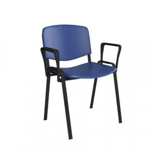 Taurus plastic meeting room stackable chair with fixed arms – blue with black frame