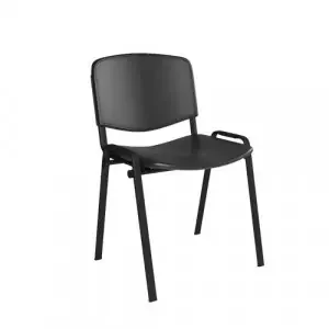 Taurus plastic meeting room stackable chair with no arms – black with black frame