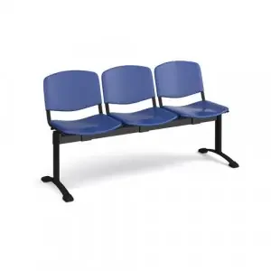 Taurus plastic seating – bench 3 wide with 3 seats – blue