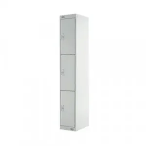 Three Compartment Express Standard Locker 300x450x1800mm Light Grey Door MC00158