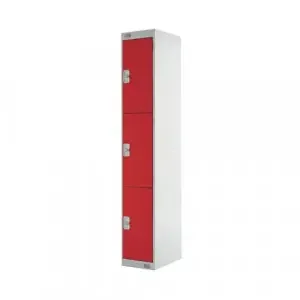 Three Compartment Express Standard Locker 300x450x1800mm Red Door MC00159