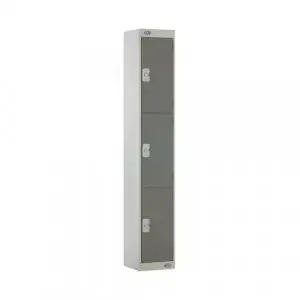 Three Compartment Locker 300x450x1800mm Dark Grey Door MC00051