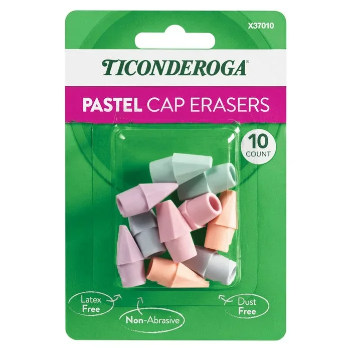 Ticonderoga Pastel Cap Eraser, Pack of 10