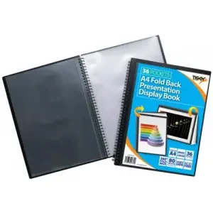 Tiger A4 Fold Back Display Book 36 Pocket Black – 301784