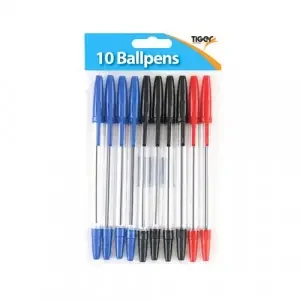 Tiger Ballpoint Pens Black Blue and Red 12×10 Pens (Pack of 120) 302011